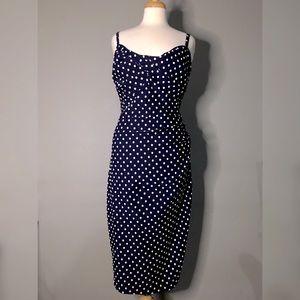 Stop Staring! Navy Blue Polka Dot Million Dollar Baby Dress